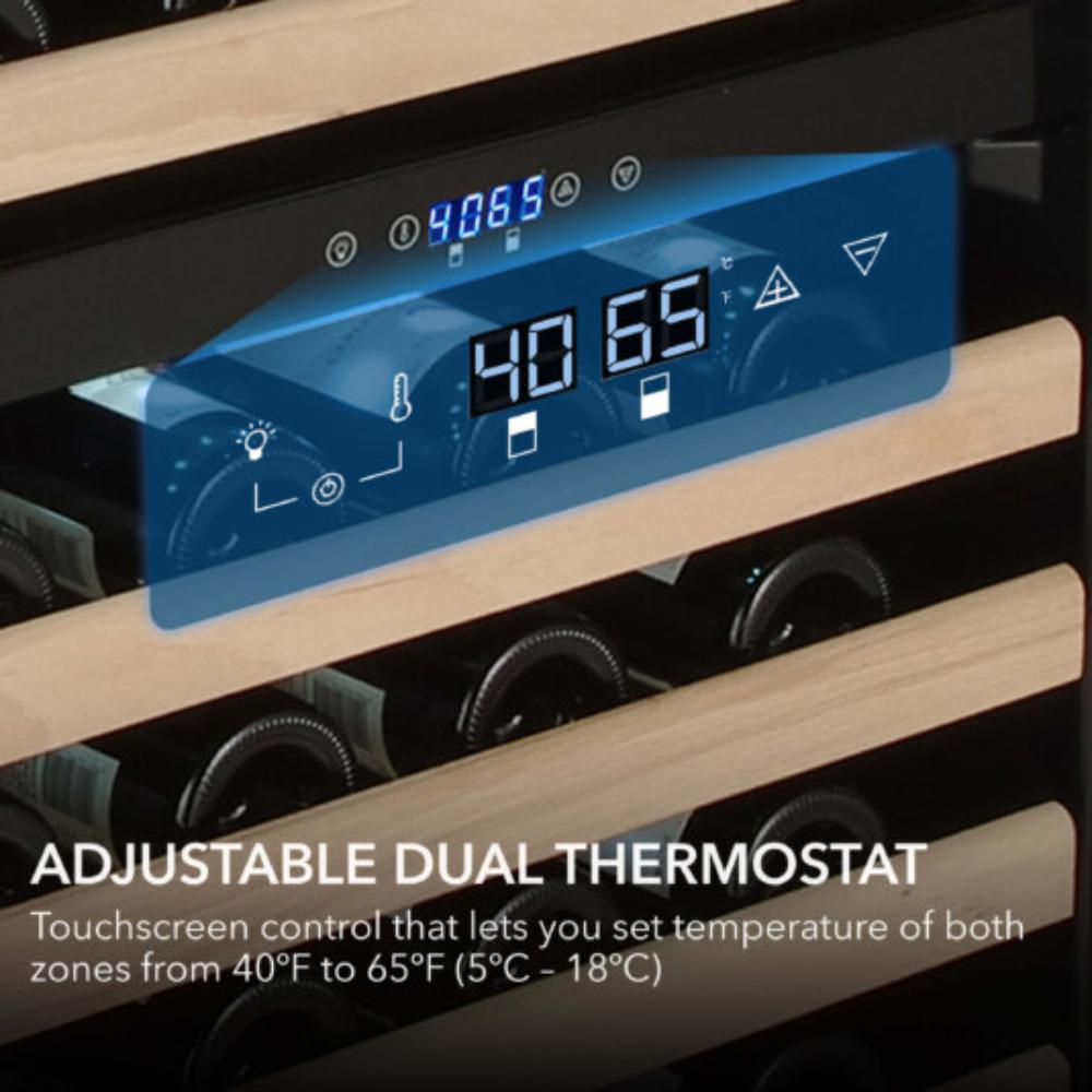 Whynter 24" 164-Bottle Dual Zone  Built-in Stainless Steel  Wine Refrigerator with Display Rack