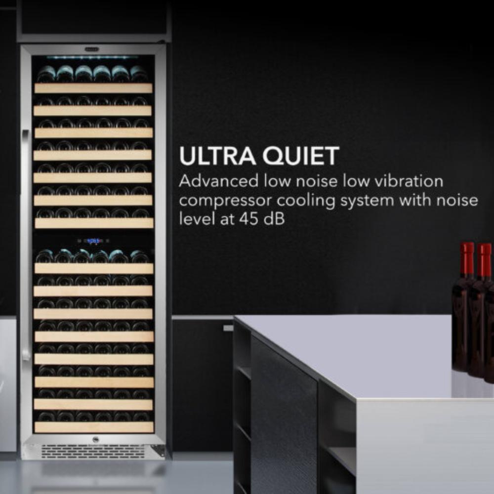 Whynter 24" 164-Bottle Dual Zone  Built-in Stainless Steel  Wine Refrigerator with Display Rack