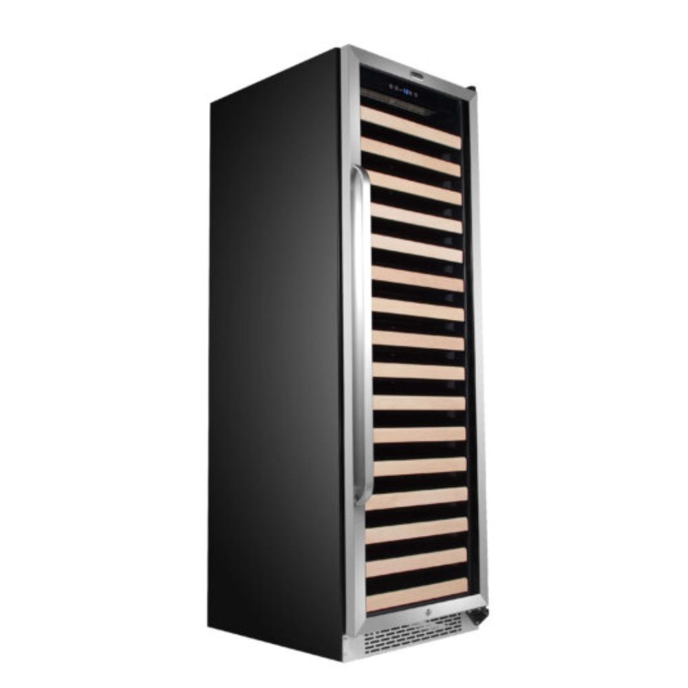 Large capacity wine refrigerator with wooden shelves