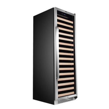 Large capacity wine refrigerator with wooden shelves