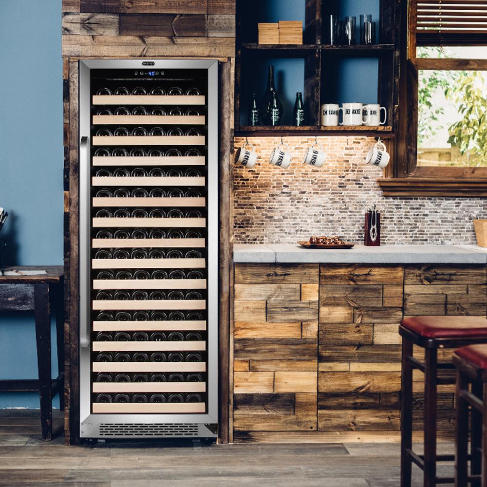 Whynter 24" 166-Bottle Single Zone Built-in Stainless Steel Wine Refrigerator with Display Rack