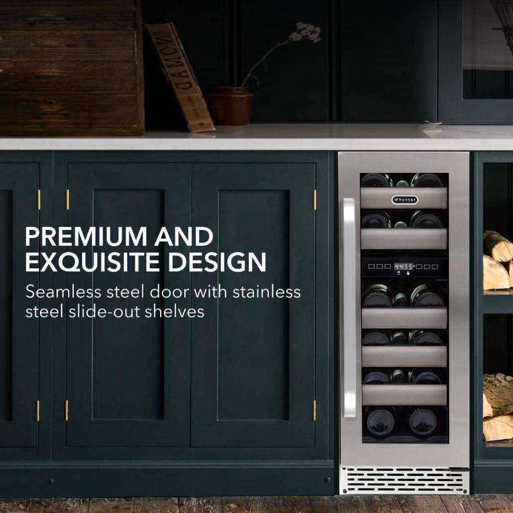 Whynter Elite Series 17-Bottle Dual Zone Built-In Wine Fridge – Seamless Stainless Steel