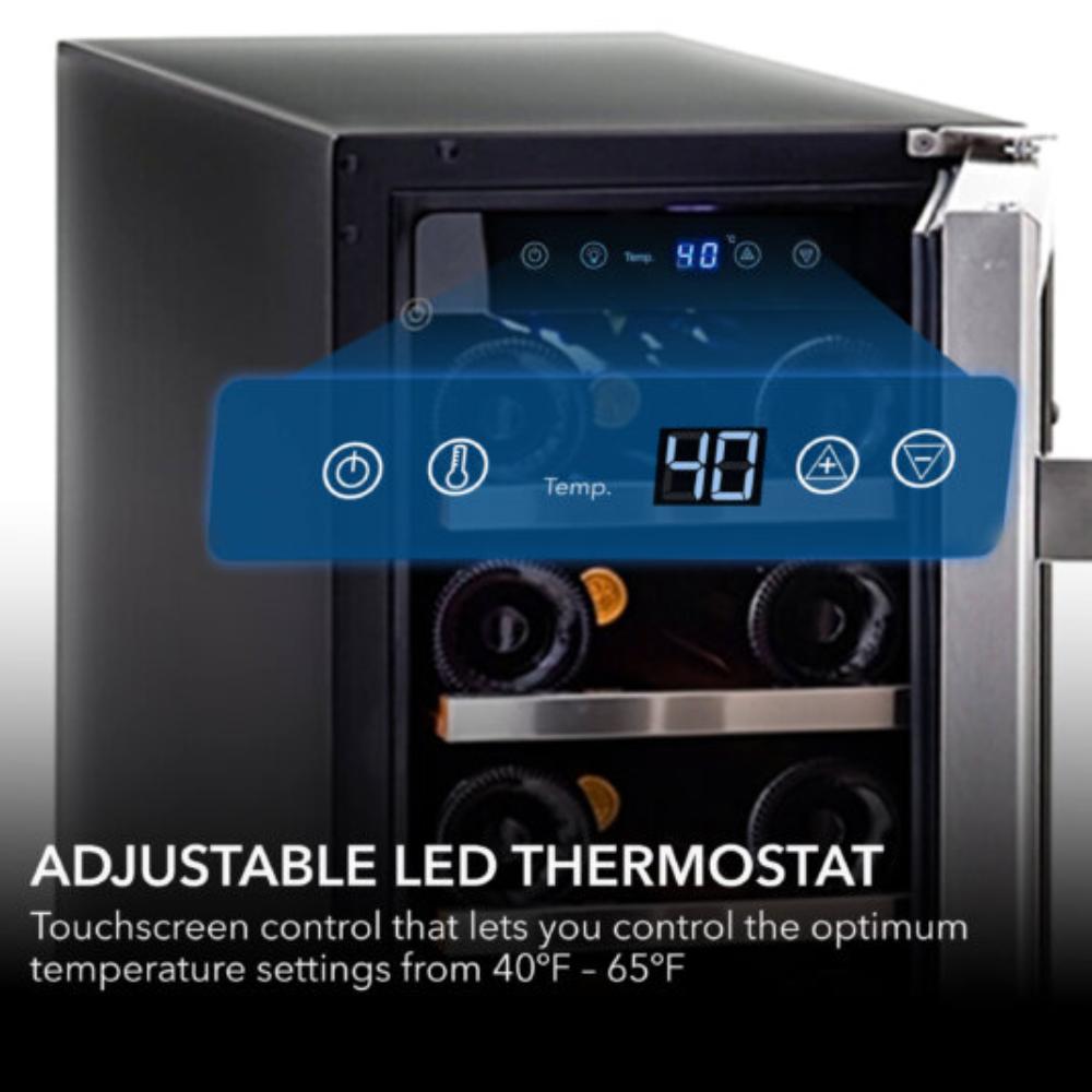 Slim 12 inch wide wine fridge with digital temperature control