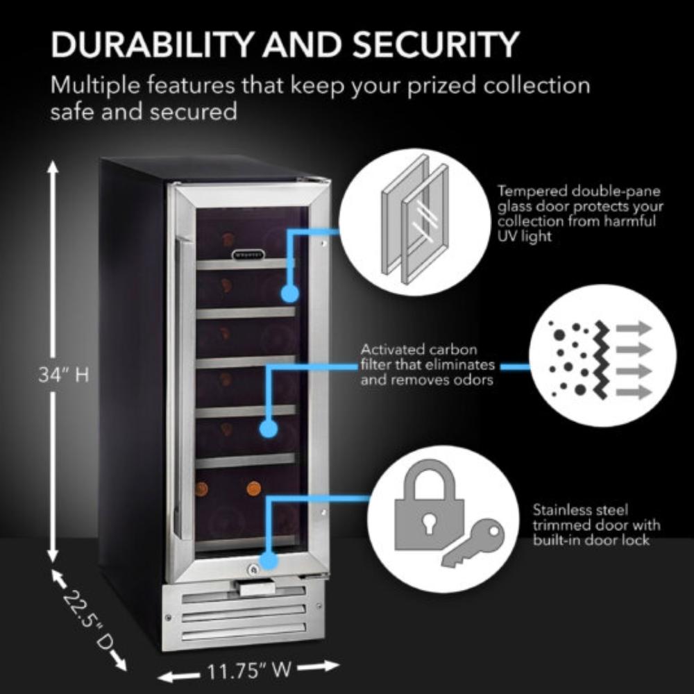 Whynter 12" 18-Bottle Single Zone Built-In Stainless Steel Wine Fridge