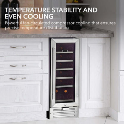 Whynter 12" 18-Bottle Single Zone Built-In Stainless Steel Wine Fridge