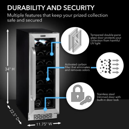Freestanding wine cooler with activated carbon filter