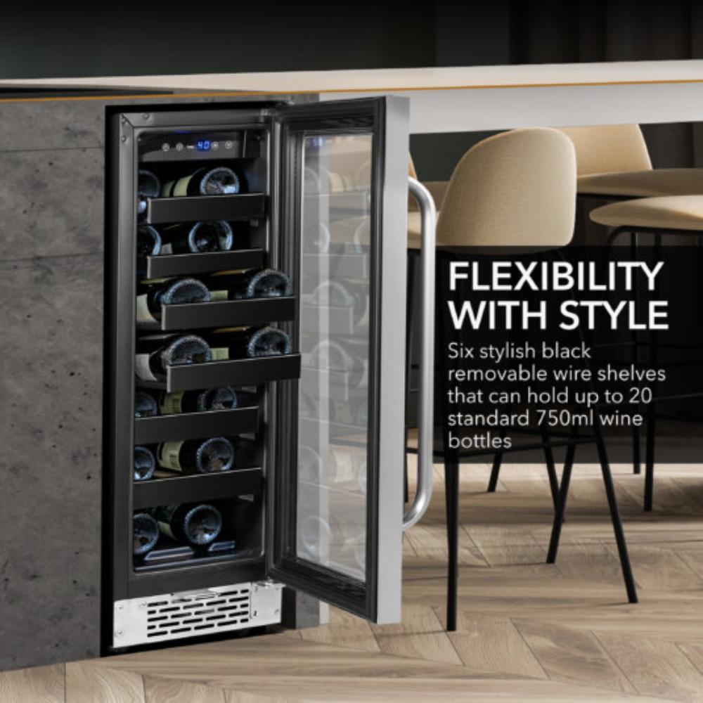 Whynter 12" 20-Bottle Single Zone Built-In/Undercounter Stainless Steel Wine Refrigerator