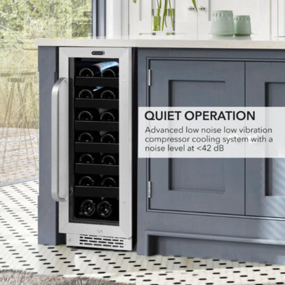 Whynter 12" 20-Bottle Single Zone Built-In/Undercounter Stainless Steel Wine Refrigerator