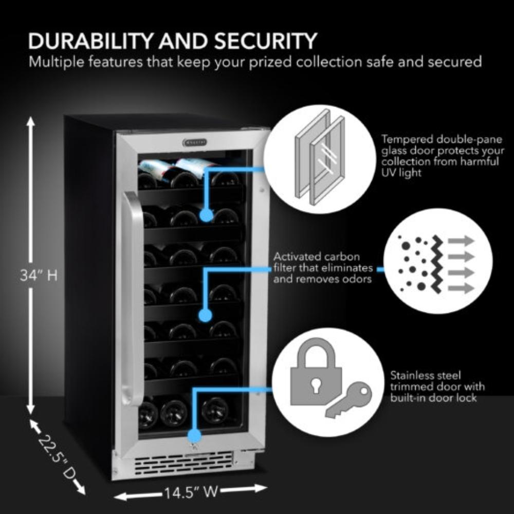 Built-in or freestanding 33 bottle wine refrigerator