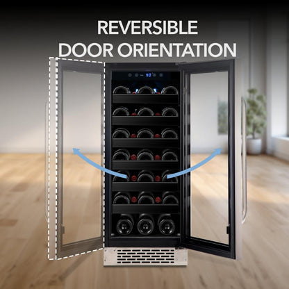 Whynter 15" 33-Bottle Single Zone Built-In/Undercounter Stainless Steel Wine Refrigerator