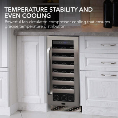 Whynter Elite Series 33-Bottle Single Zone Built-In Wine Refrigerator -  Seamless Stainless Steel