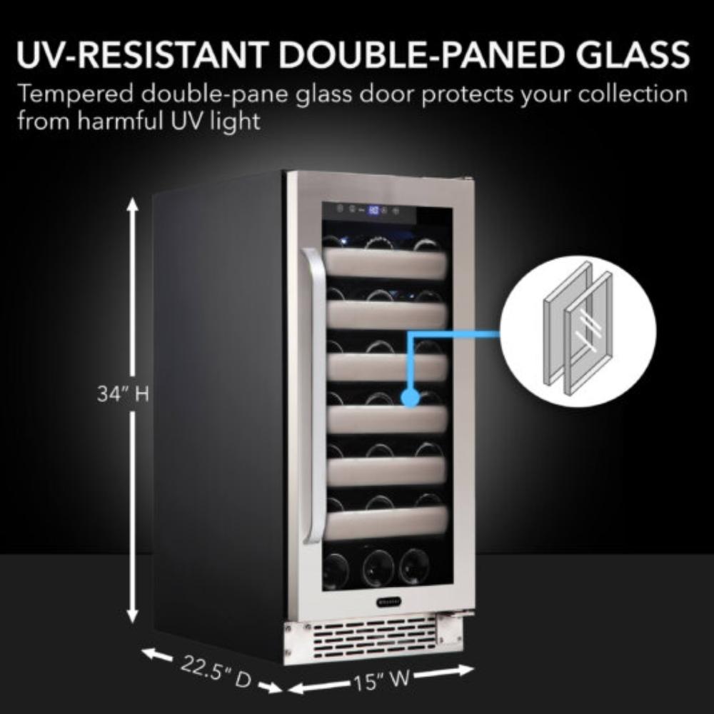 Whynter Elite Series 33-Bottle Single Zone Built-In Wine Refrigerator -  Seamless Stainless Steel