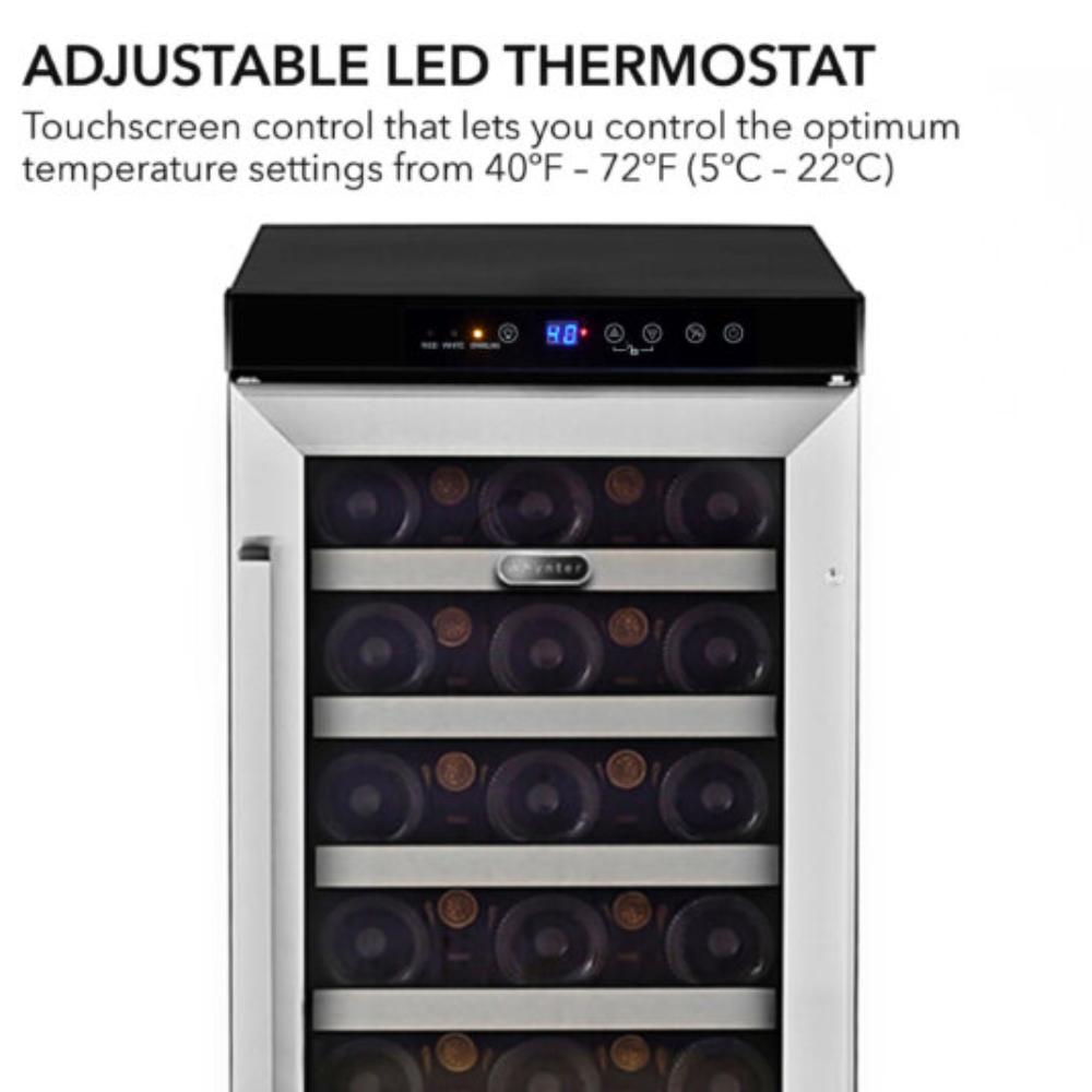Single zone compressor wine cooler with carbon filter