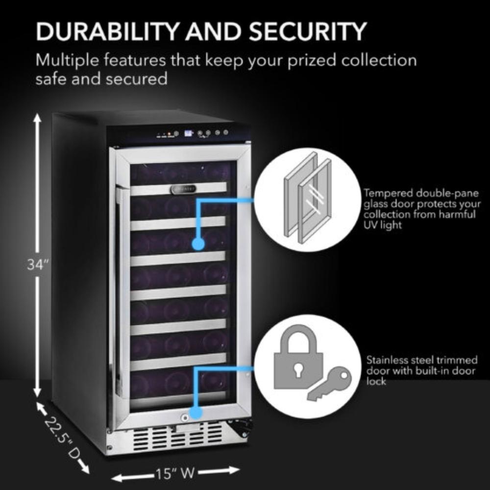 Whynter built-in wine fridge with UV-protected glass door