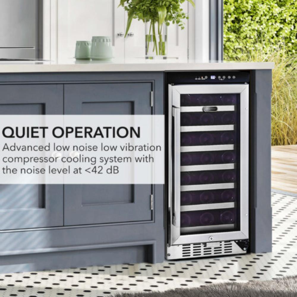 Whynter 15"  33- Bottle Single Zone Built-In Stainless Steel Wine Refrigerator