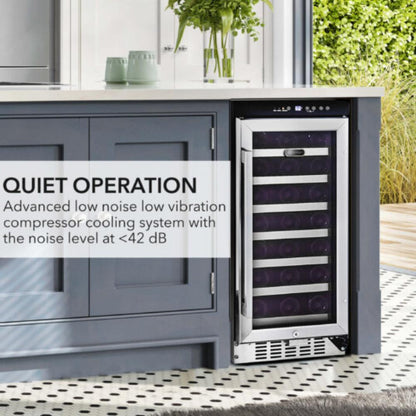 Whynter 15"  33- Bottle Single Zone Built-In Stainless Steel Wine Refrigerator