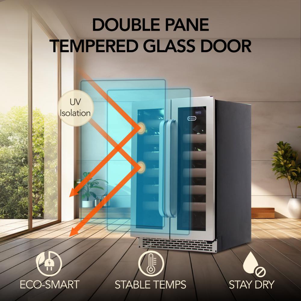 Built-in 40 bottle French door wine cooler with LED lights