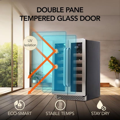 Built-in 40 bottle French door wine cooler with LED lights