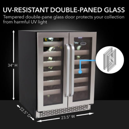 Whynter Elite Series 40-Bottle Dual Zone Built-in Wine Refrigerator  - Seamless Stainless Steel