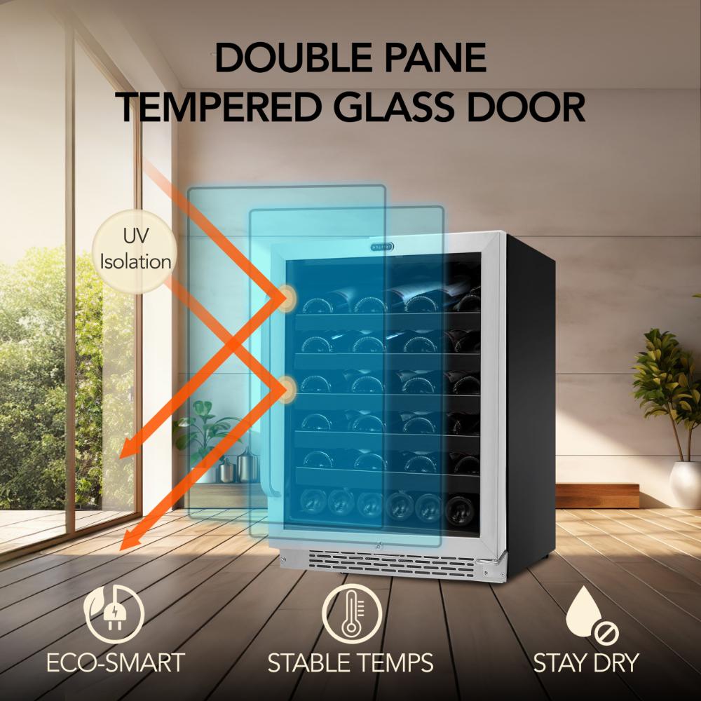 Built-in undercounter wine fridge single zone 46 bottle