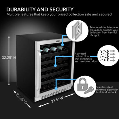 46 bottle wine fridge with compressor cooling system