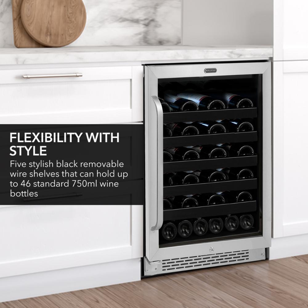 Whynter undercounter wine refrigerator with LED lighting