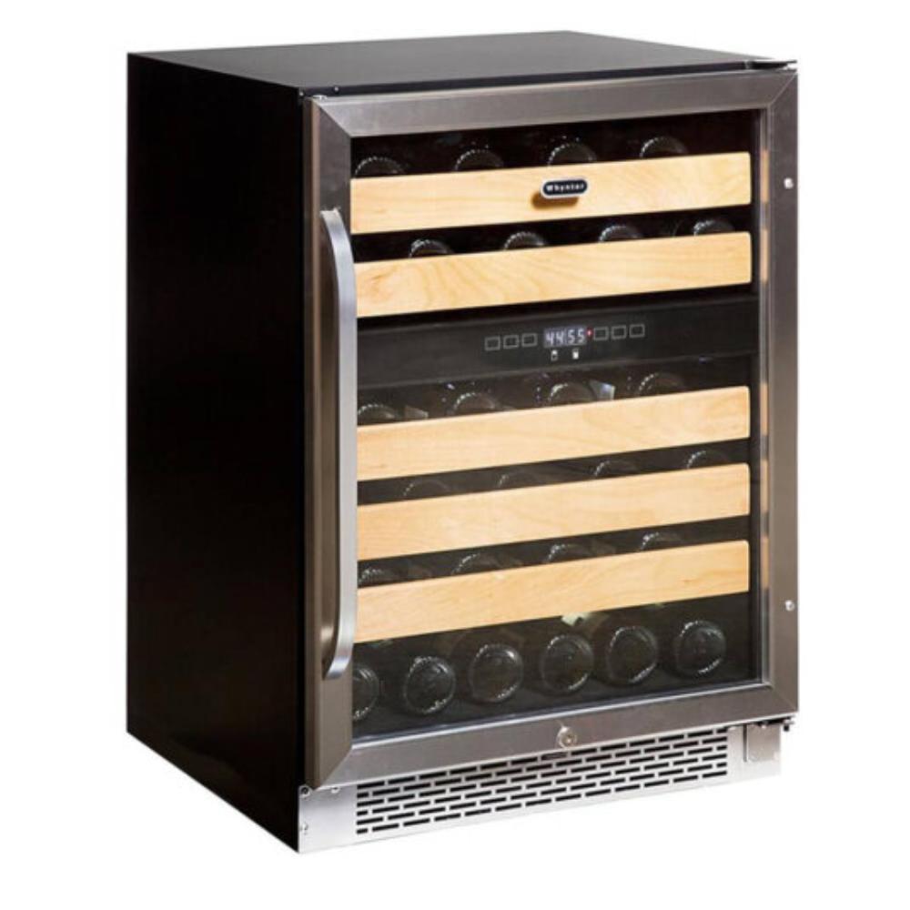 Under-counter wine fridge with dual temperature zones
