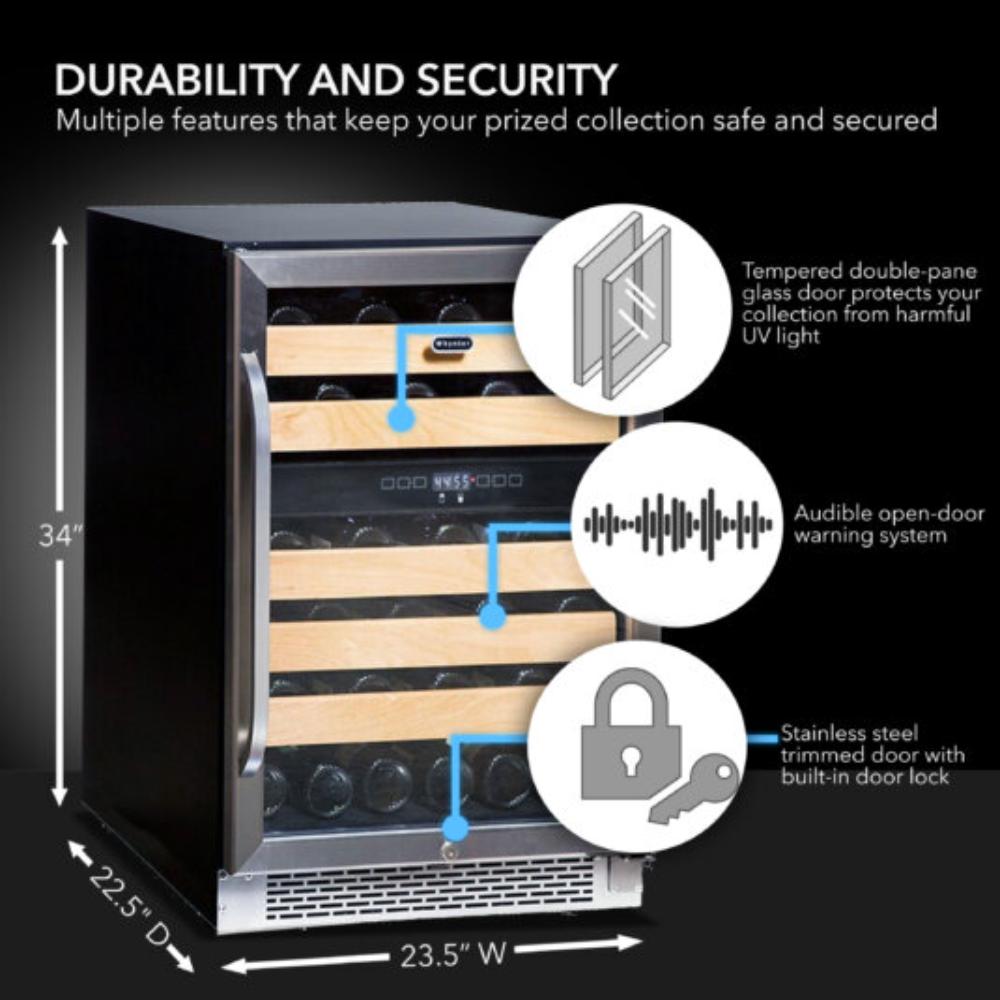 Whynter 46-Bottle Dual Zone Built-In/Undercounter Stainless Steel Wine Fridge, 24"