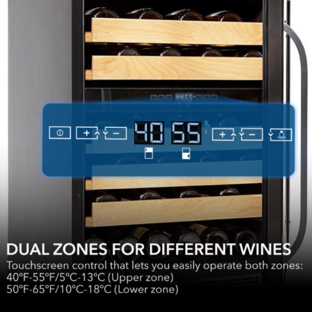 Whynter 46-Bottle Dual Zone Built-In/Undercounter Stainless Steel Wine Fridge, 24"