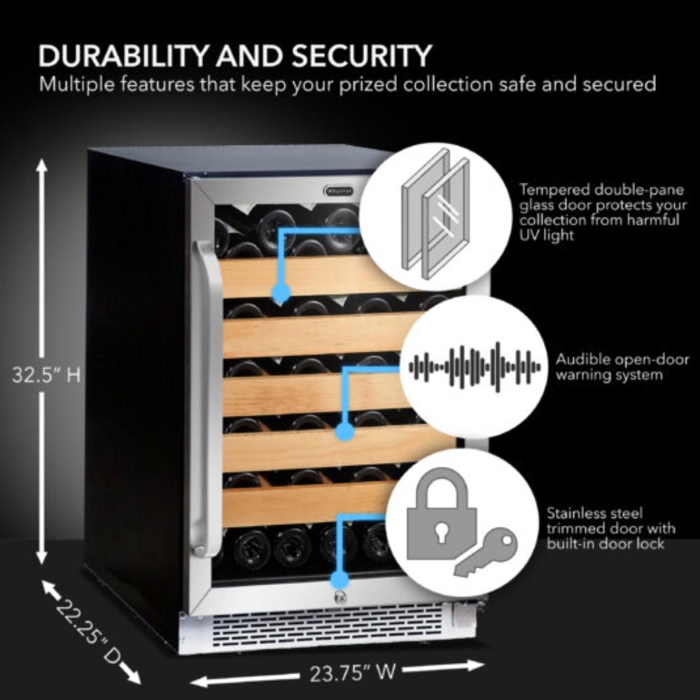 Whynter 24" 54-Bottle Single Zone Built-In/Undercounter Stainless Steel Wine Refrigerator