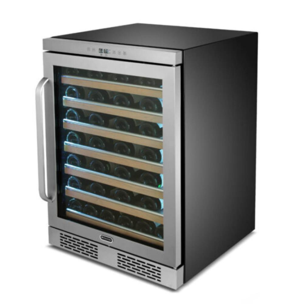 Designer wine refrigerator with spectrum LED lighting