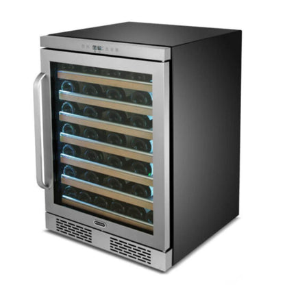 Designer wine refrigerator with spectrum LED lighting