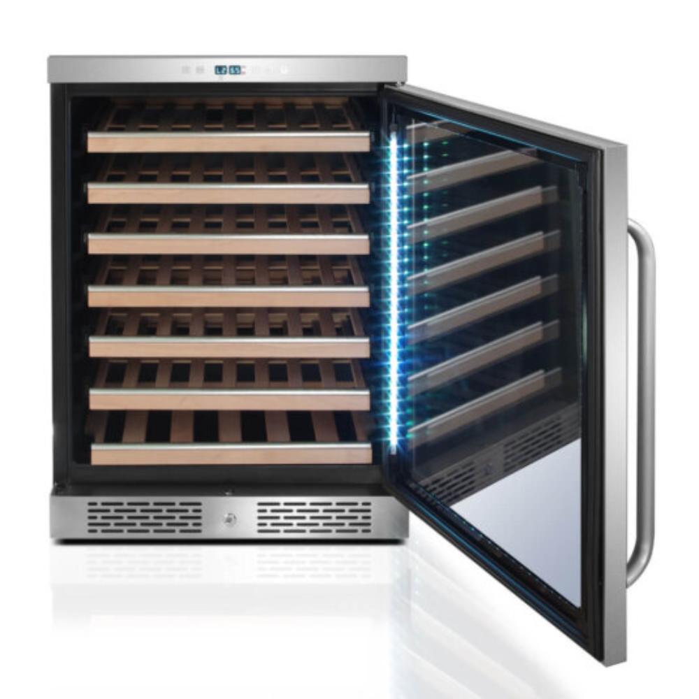 Freestanding or built-in wine fridge with seamless door