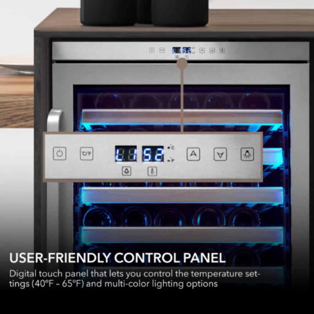 Whynter Elite Series 54-Bottle Single Zone Built-in Wine Refrigerator - Stainless Steel with Lightshow