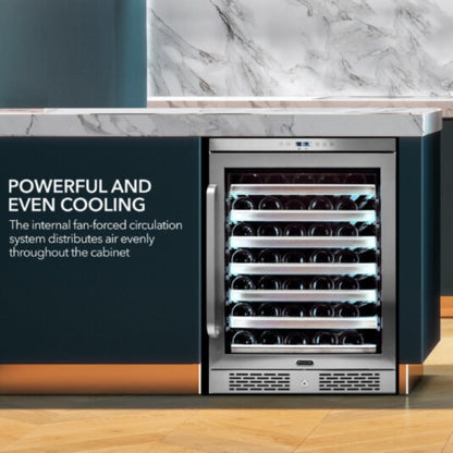 Whynter Elite Series 54-Bottle Single Zone Built-in Wine Refrigerator - Stainless Steel with Lightshow