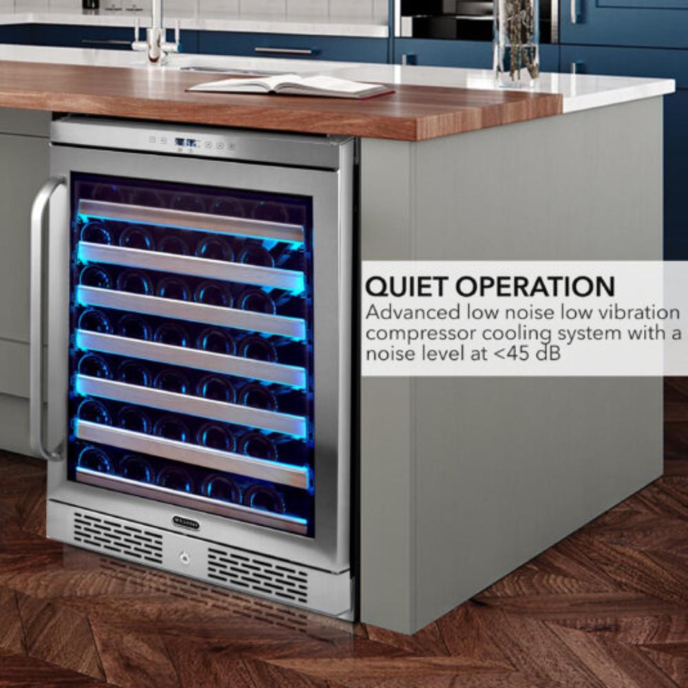 Whynter Elite Series 54-Bottle Single Zone Built-in Wine Refrigerator - Stainless Steel with Lightshow