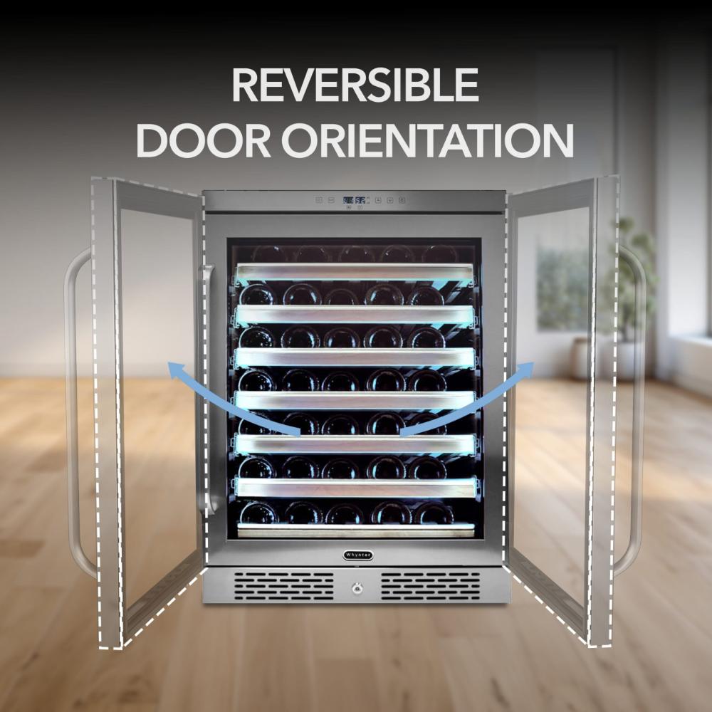 Whynter Elite Series 54-Bottle Single Zone Built-in Wine Refrigerator - Stainless Steel with Lightshow