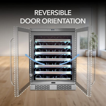 Whynter Elite Series 54-Bottle Single Zone Built-in Wine Refrigerator - Stainless Steel with Lightshow