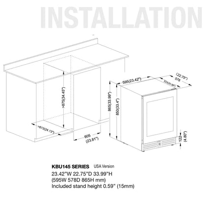 KingsBottle 24" Low-E Glass Door Beer Fridge – Stainless Steel, Left Hinge Beverage Refrigerator
