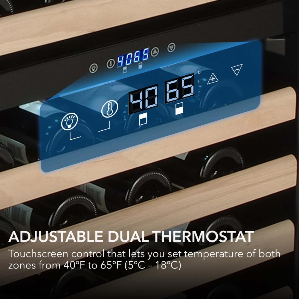 Whynter 24" 92-Bottle Built-in Dual Zone Stainless Steel  Wine Refrigerator with Display Rack