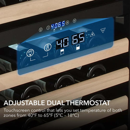 Whynter 24" 92-Bottle Built-in Dual Zone Stainless Steel  Wine Refrigerator with Display Rack