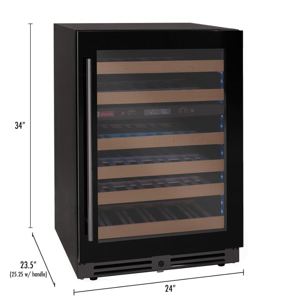 Compact wine fridge with 50-bottle capacity
