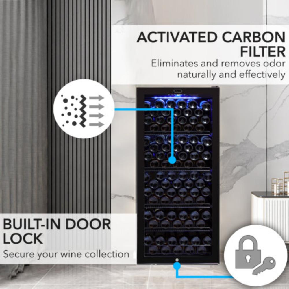 Whynter 124-Bottle Single Zone Freestanding Black Wine Refrigerator