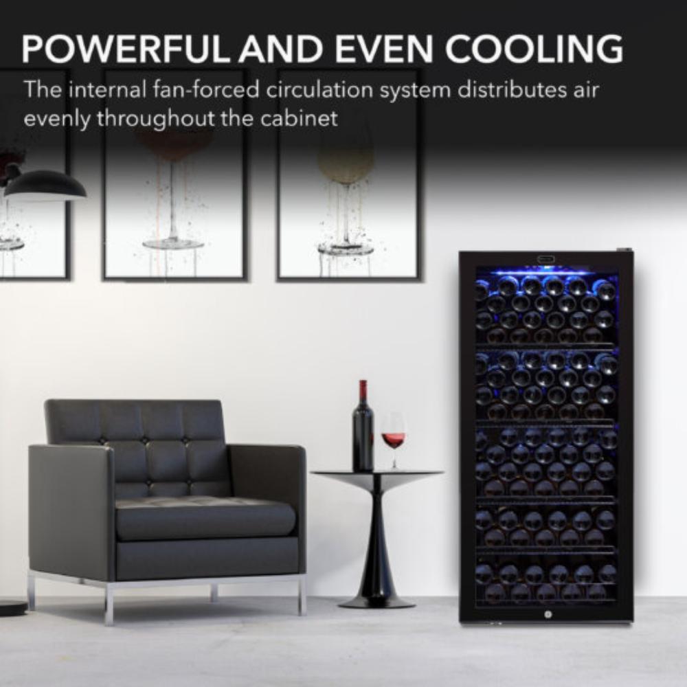 Whynter 124-Bottle Single Zone Freestanding Black Wine Refrigerator