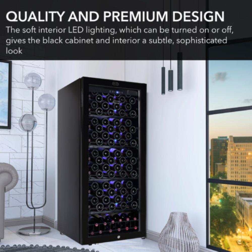 Whynter 124-Bottle Single Zone Freestanding Black Wine Refrigerator
