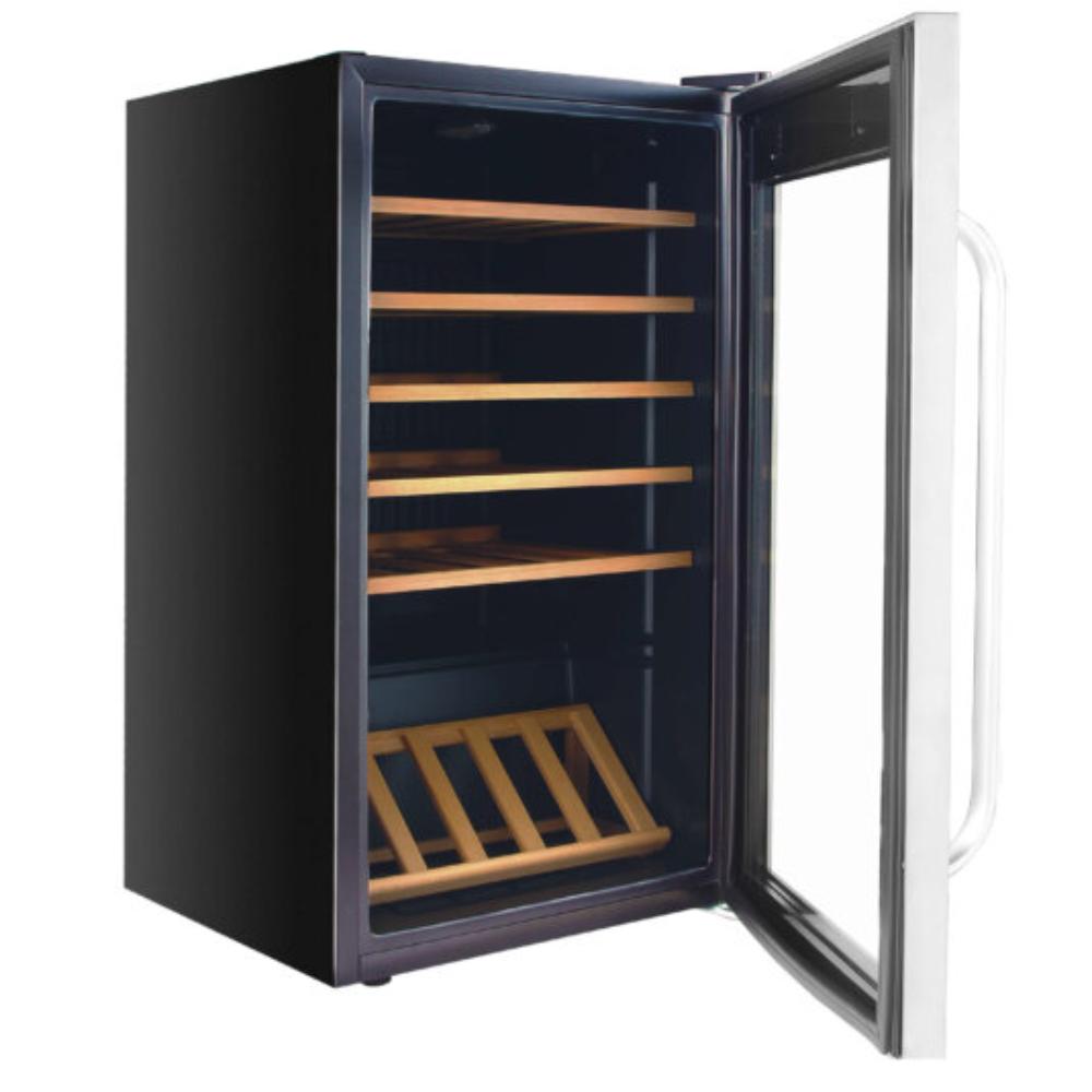 Whynter 34-Bottle Single Zone, Right Hinge, Freestanding Stainless Steel Wine Refrigerator with Display Shelf - 19"