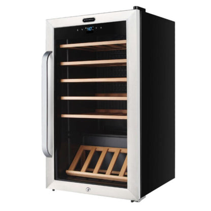 UV-protected wine cooler with tempered glass door