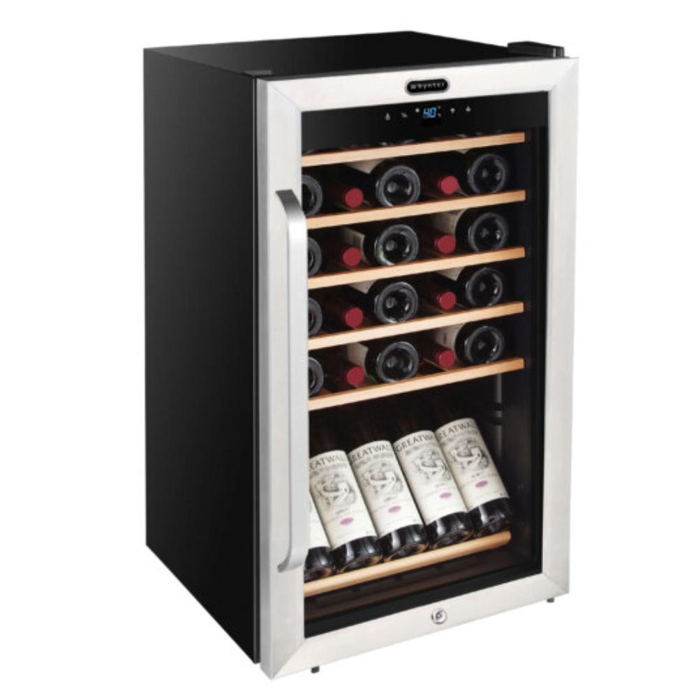 Whynter 34-Bottle Single Zone, Right Hinge, Freestanding Stainless Steel Wine Refrigerator with Display Shelf - 19"