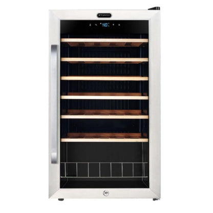Whynter 34-Bottle Single Zone, Right Hinge, Freestanding Stainless Steel Wine Refrigerator with Display Shelf - 19"