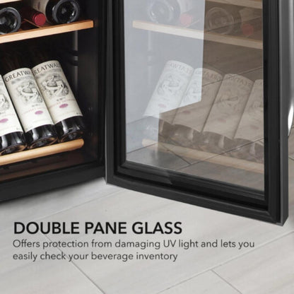 Whynter 34-Bottle Single Zone, Right Hinge, Freestanding Stainless Steel Wine Refrigerator with Display Shelf - 19"